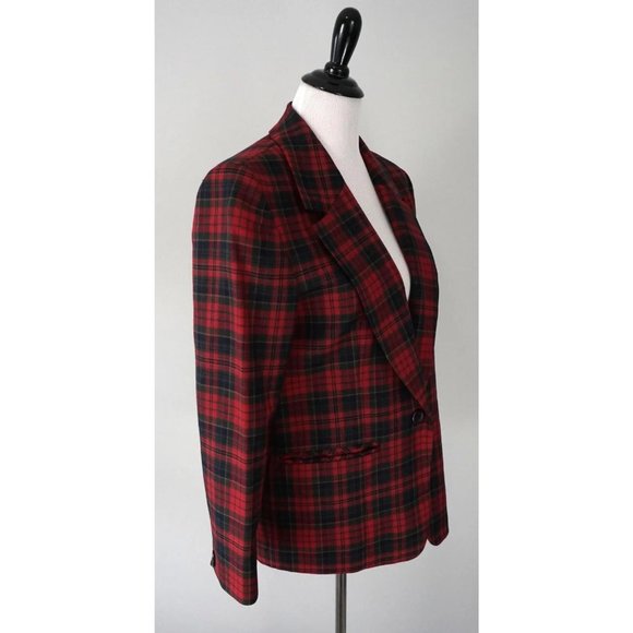Pendleton Womens Red Plaid Tartan Wool Blazer Jacket Sport Coat Size 10 - Picture 2 of 5